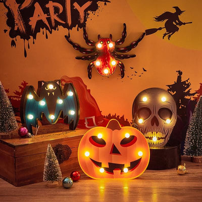 Halloween Decoration Pumpkin Spider Bat Witch Ghost Skull Led Light - Amazing gizmos