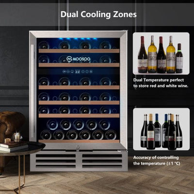 24 Inch Beverage and Wine Cooler Dual Zone Wine Refrigerator - Amazing gizmos