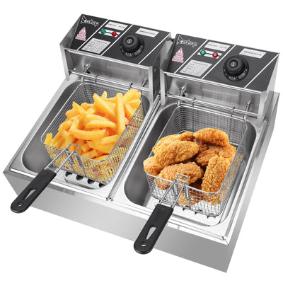 110V 12L Stainless Steel Double Cylinder Electric Fryer - Amazing gizmos